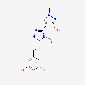 B2584510 3-((3,5-dimethoxybenzyl)thio)-4-ethyl-5-(3-methoxy-1-methyl-1H-pyrazol-4-yl)-4H-1,2,4-triazole CAS No. 1014094-74-6