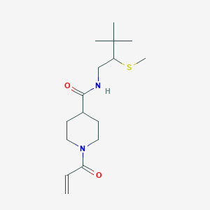 molecular formula C16H28N2O2S B2584526 N-(3,3-Dimethyl-2-methylsulfanylbutyl)-1-prop-2-enoylpiperidine-4-carboxamide CAS No. 2361691-30-5