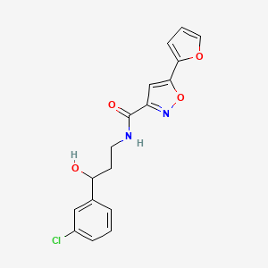 molecular formula C17H15ClN2O4 B2584528 N-[3-(3-chlorophenyl)-3-hydroxypropyl]-5-(furan-2-yl)-1,2-oxazole-3-carboxamide CAS No. 2034515-97-2