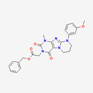 molecular formula C25H25N5O5 B2584529 benzyl 2-[9-(3-methoxyphenyl)-1-methyl-2,4-dioxo-1H,2H,3H,4H,6H,7H,8H,9H-pyrimido[1,2-g]purin-3-yl]acetate CAS No. 846590-74-7