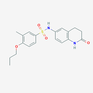 molecular formula C19H22N2O4S B2584543 3-methyl-N-(2-oxo-1,2,3,4-tetrahydroquinolin-6-yl)-4-propoxybenzene-1-sulfonamide CAS No. 922059-67-4