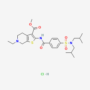 molecular formula C26H38ClN3O5S2 B2584548 methyl 2-(4-(N,N-diisobutylsulfamoyl)benzamido)-6-ethyl-4,5,6,7-tetrahydrothieno[2,3-c]pyridine-3-carboxylate hydrochloride CAS No. 1215556-11-8