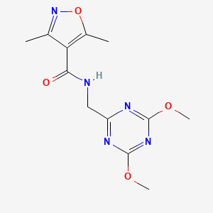 molecular formula C12H15N5O4 B2584569 N-[(4,6-dimethoxy-1,3,5-triazin-2-yl)methyl]-3,5-dimethyl-1,2-oxazole-4-carboxamide CAS No. 2034411-49-7