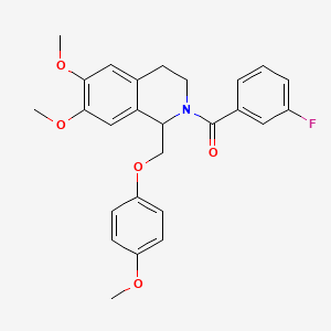 molecular formula C26H26FNO5 B2584601 2-(3-fluorobenzoyl)-6,7-dimethoxy-1-[(4-methoxyphenoxy)methyl]-1,2,3,4-tetrahydroisoquinoline CAS No. 486427-20-7
