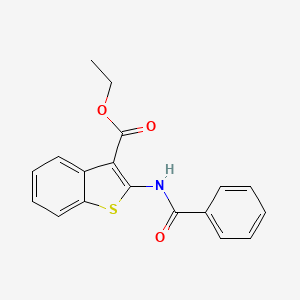 molecular formula C18H15NO3S B2584615 Ethyl 2-benzamido-1-benzothiophene-3-carboxylate CAS No. 355001-75-1
