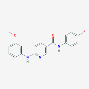 molecular formula C19H16FN3O2 B2584618 N-(4-fluorophenyl)-6-((3-methoxyphenyl)amino)nicotinamide CAS No. 2034156-65-3