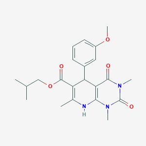 molecular formula C22H27N3O5 B2584626 Isobutyl 5-(3-methoxyphenyl)-1,3,7-trimethyl-2,4-dioxo-1,2,3,4,5,8-hexahydropyrido[2,3-d]pyrimidine-6-carboxylate CAS No. 868144-36-9