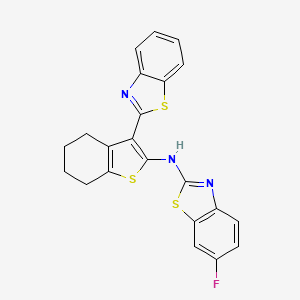 molecular formula C22H16FN3S3 B2584684 N-(3-(benzo[d]thiazol-2-yl)-4,5,6,7-tetrahydrobenzo[b]thiophen-2-yl)-6-fluorobenzo[d]thiazol-2-amine CAS No. 862976-19-0