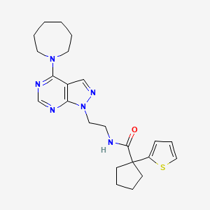 molecular formula C23H30N6OS B2584687 N-(2-(4-(azepan-1-yl)-1H-pyrazolo[3,4-d]pyrimidin-1-yl)ethyl)-1-(thiophen-2-yl)cyclopentanecarboxamide CAS No. 1170833-24-5