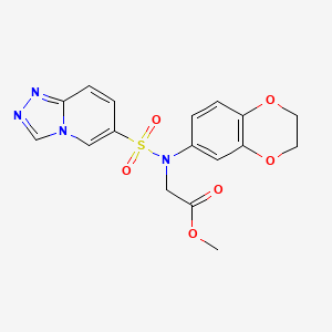 molecular formula C17H16N4O6S B2584703 methyl 2-[N-(2,3-dihydro-1,4-benzodioxin-6-yl)[1,2,4]triazolo[4,3-a]pyridine-6-sulfonamido]acetate CAS No. 1251620-59-3