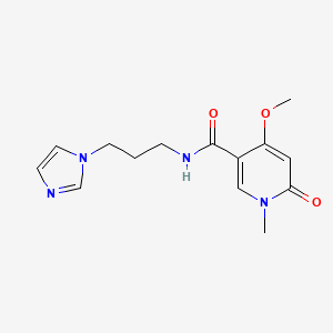 molecular formula C14H18N4O3 B2584714 N-(3-(1H-imidazol-1-yl)propyl)-4-methoxy-1-methyl-6-oxo-1,6-dihydropyridine-3-carboxamide CAS No. 2034618-47-6