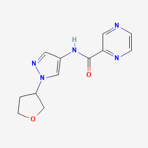 molecular formula C12H13N5O2 B2584719 N-[1-(oxolan-3-yl)-1H-pyrazol-4-yl]pyrazine-2-carboxamide CAS No. 1797158-55-4