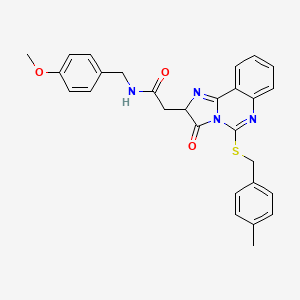 molecular formula C28H26N4O3S B2584728 N-[(4-methoxyphenyl)methyl]-2-(5-{[(4-methylphenyl)methyl]sulfanyl}-3-oxo-2H,3H-imidazo[1,2-c]quinazolin-2-yl)acetamide CAS No. 1023560-94-2