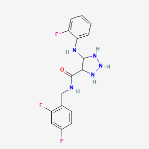 molecular formula C16H12F3N5O B2584748 N-[(2,4-difluorophenyl)methyl]-5-[(2-fluorophenyl)amino]-1H-1,2,3-triazole-4-carboxamide CAS No. 1291848-30-0