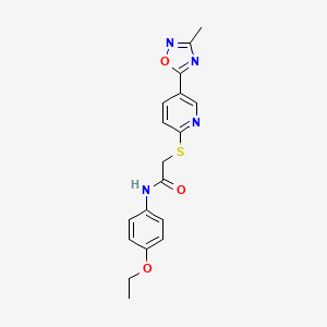molecular formula C18H18N4O3S B2584775 N-(4-ethoxyphenyl)-2-((5-(3-methyl-1,2,4-oxadiazol-5-yl)pyridin-2-yl)thio)acetamide CAS No. 1251572-35-6