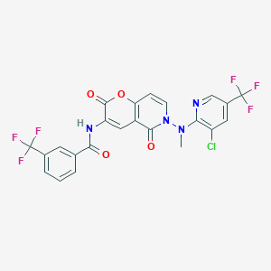 molecular formula C23H13ClF6N4O4 B2584777 N-{6-[[3-chloro-5-(trifluoromethyl)-2-pyridinyl](methyl)amino]-2,5-dioxo-5,6-dihydro-2H-pyrano[3,2-c]pyridin-3-yl}-3-(trifluoromethyl)benzenecarboxamide CAS No. 341966-33-4