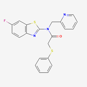 molecular formula C21H16FN3OS2 B2584784 N-(6-fluoro-1,3-benzothiazol-2-yl)-2-(phenylsulfanyl)-N-[(pyridin-2-yl)methyl]acetamide CAS No. 898350-70-4