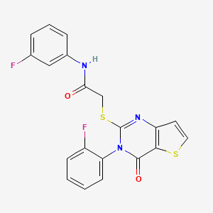 molecular formula C20H13F2N3O2S2 B2584889 N-(3-fluorophenyl)-2-{[3-(2-fluorophenyl)-4-oxo-3,4-dihydrothieno[3,2-d]pyrimidin-2-yl]sulfanyl}acetamide CAS No. 1261020-37-4