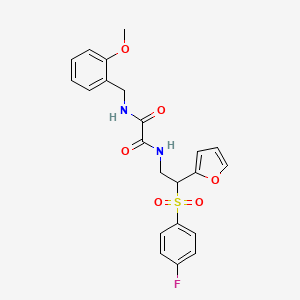 molecular formula C22H21FN2O6S B2584915 N-[2-(4-fluorobenzenesulfonyl)-2-(furan-2-yl)ethyl]-N'-[(2-methoxyphenyl)methyl]ethanediamide CAS No. 896312-80-4