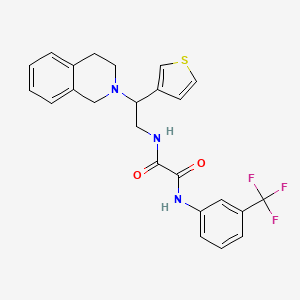 molecular formula C24H22F3N3O2S B2584917 N-[2-(1,2,3,4-tetrahydroisoquinolin-2-yl)-2-(thiophen-3-yl)ethyl]-N'-[3-(trifluoromethyl)phenyl]ethanediamide CAS No. 954618-98-5