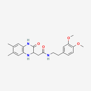 molecular formula C22H27N3O4 B2584957 N-[2-(3,4-dimethoxyphenyl)ethyl]-2-(6,7-dimethyl-3-oxo-1,2,3,4-tetrahydroquinoxalin-2-yl)acetamide 