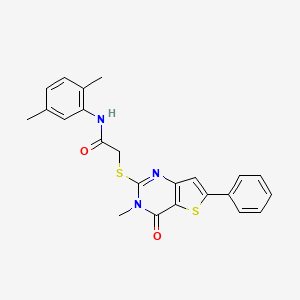molecular formula C23H21N3O2S2 B2584963 N-(2,5-dimethylphenyl)-2-({3-methyl-4-oxo-6-phenyl-3H,4H-thieno[3,2-d]pyrimidin-2-yl}sulfanyl)acetamide CAS No. 1105198-86-4