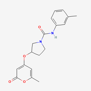 molecular formula C18H20N2O4 B2584985 3-[(6-methyl-2-oxo-2H-pyran-4-yl)oxy]-N-(3-methylphenyl)pyrrolidine-1-carboxamide CAS No. 1705249-86-0