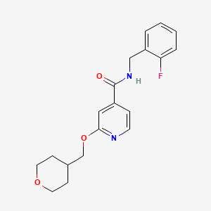 molecular formula C19H21FN2O3 B2585020 N-(2-fluorobenzyl)-2-((tetrahydro-2H-pyran-4-yl)methoxy)isonicotinamide CAS No. 2034617-55-3
