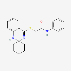 molecular formula C21H23N3OS B2585029 N-phenyl-2-{1'H-spiro[cyclohexane-1,2'-quinazoline]sulfanyl}acetamide CAS No. 893787-31-0