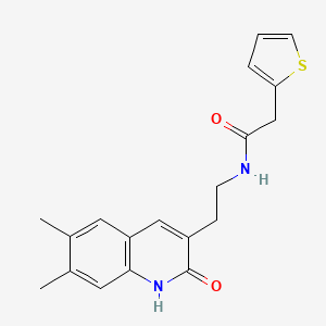 molecular formula C19H20N2O2S B2585036 N-[2-(6,7-dimethyl-2-oxo-1,2-dihydroquinolin-3-yl)ethyl]-2-(thiophen-2-yl)acetamide CAS No. 851096-21-4