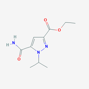 molecular formula C10H15N3O3 B2585098 ethyl 5-carbamoyl-1-(propan-2-yl)-1H-pyrazole-3-carboxylate CAS No. 1946822-91-8