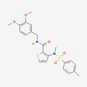 molecular formula C22H24N2O5S2 B2585132 N-[(3,4-dimethoxyphenyl)methyl]-3-(N-methyl4-methylbenzenesulfonamido)thiophene-2-carboxamide CAS No. 1116082-53-1