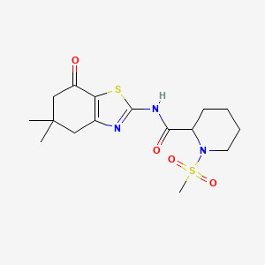 molecular formula C16H23N3O4S2 B2585134 N-(5,5-dimethyl-7-oxo-4,5,6,7-tetrahydro-1,3-benzothiazol-2-yl)-1-methanesulfonylpiperidine-2-carboxamide CAS No. 1214665-39-0