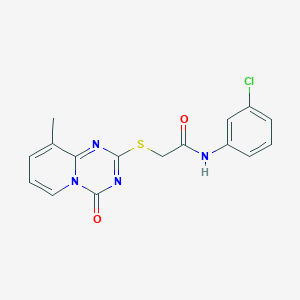 molecular formula C16H13ClN4O2S B2585138 N-(3-chlorophenyl)-2-({9-methyl-4-oxo-4H-pyrido[1,2-a][1,3,5]triazin-2-yl}sulfanyl)acetamide CAS No. 896346-94-4