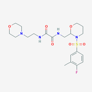 molecular formula C20H29FN4O6S B2585143 N-{[3-(4-fluoro-3-methylbenzenesulfonyl)-1,3-oxazinan-2-yl]methyl}-N'-[2-(morpholin-4-yl)ethyl]ethanediamide CAS No. 872724-82-8