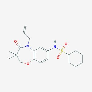 molecular formula C20H28N2O4S B2585197 N-(5-allyl-3,3-dimethyl-4-oxo-2,3,4,5-tetrahydrobenzo[b][1,4]oxazepin-7-yl)cyclohexanesulfonamide CAS No. 922078-13-5