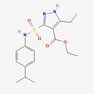 molecular formula C17H23N3O4S B2585213 ethyl 3-ethyl-5-{[4-(propan-2-yl)phenyl]sulfamoyl}-1H-pyrazole-4-carboxylate CAS No. 1239486-36-2