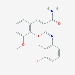 (2Z)-2-[(3-fluoro-2-methylphenyl)imino]-8-methoxy-2H-chromene-3-carboxamide