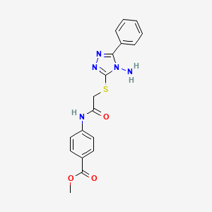 molecular formula C18H17N5O3S B2585228 methyl 4-(2-((4-amino-5-phenyl-4H-1,2,4-triazol-3-yl)thio)acetamido)benzoate CAS No. 578701-88-9
