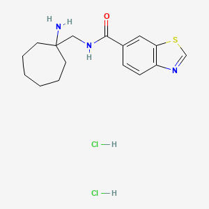 molecular formula C16H23Cl2N3OS B2585257 N-[(1-aminocycloheptyl)methyl]-1,3-benzothiazole-6-carboxamide dihydrochloride CAS No. 2418671-75-5