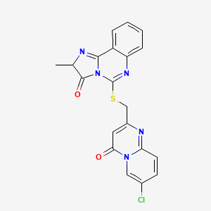 molecular formula C20H14ClN5O2S B2585264 5-[({7-chloro-4-oxo-4H-pyrido[1,2-a]pyrimidin-2-yl}methyl)sulfanyl]-2-methyl-2H,3H-imidazo[1,2-c]quinazolin-3-one CAS No. 852691-58-8