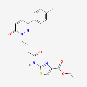 molecular formula C20H19FN4O4S B2585265 ethyl 2-(4-(3-(4-fluorophenyl)-6-oxopyridazin-1(6H)-yl)butanamido)thiazole-4-carboxylate CAS No. 1226446-63-4