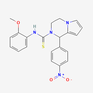 molecular formula C21H20N4O3S B2585300 N-(2-methoxyphenyl)-1-(4-nitrophenyl)-3,4-dihydropyrrolo[1,2-a]pyrazine-2(1H)-carbothioamide CAS No. 393825-72-4