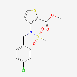 molecular formula C14H14ClNO4S2 B2585310 METHYL 3-{N-[(4-CHLOROPHENYL)METHYL]METHANESULFONAMIDO}THIOPHENE-2-CARBOXYLATE CAS No. 892283-31-7