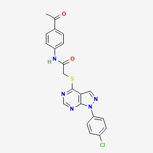 molecular formula C21H16ClN5O2S B2585318 N-(4-acetylphenyl)-2-((1-(4-chlorophenyl)-1H-pyrazolo[3,4-d]pyrimidin-4-yl)thio)acetamide CAS No. 872860-20-3