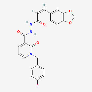 (Z)-N'-(3-(benzo[d][1,3]dioxol-5-yl)acryloyl)-1-(4-fluorobenzyl)-2-oxo-1,2-dihydropyridine-3-carbohydrazide