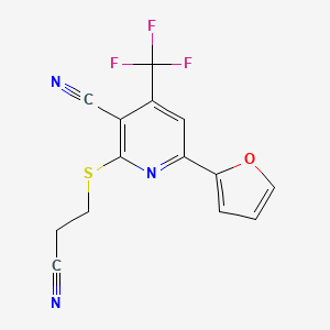 2-((2-Cyanoethyl)thio)-6-(furan-2-yl)-4-(trifluoromethyl)nicotinonitrile