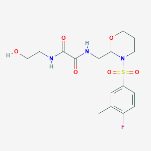 molecular formula C16H22FN3O6S B2585338 N'-{[3-(4-fluoro-3-methylbenzenesulfonyl)-1,3-oxazinan-2-yl]methyl}-N-(2-hydroxyethyl)ethanediamide CAS No. 872724-80-6