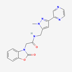 N-((1-methyl-3-(pyrazin-2-yl)-1H-pyrazol-5-yl)methyl)-2-(2-oxobenzo[d]oxazol-3(2H)-yl)acetamide