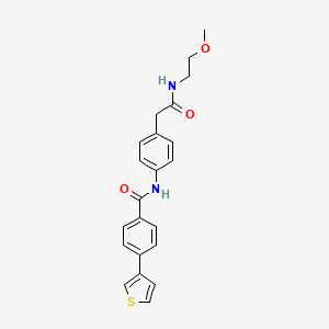 molecular formula C22H22N2O3S B2585347 N-(4-{[(2-methoxyethyl)carbamoyl]methyl}phenyl)-4-(thiophen-3-yl)benzamide CAS No. 2034549-66-9